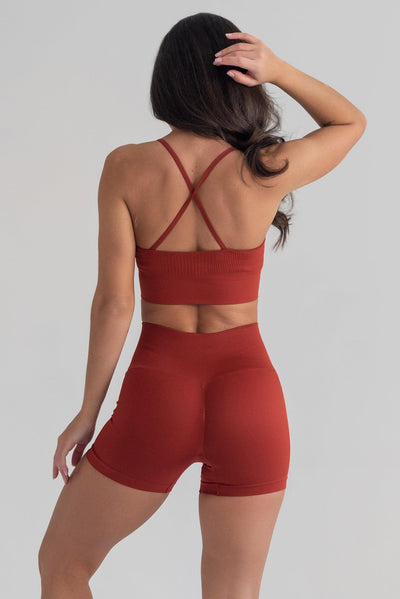 Bliss Short Push-Up en Chili-Shorts-Tienda Ropa Leggings Yoga Sostenibles Reciclados Mujer On-line Barcelona Believe Athletics Sustainable Recycled Yoga Clothes