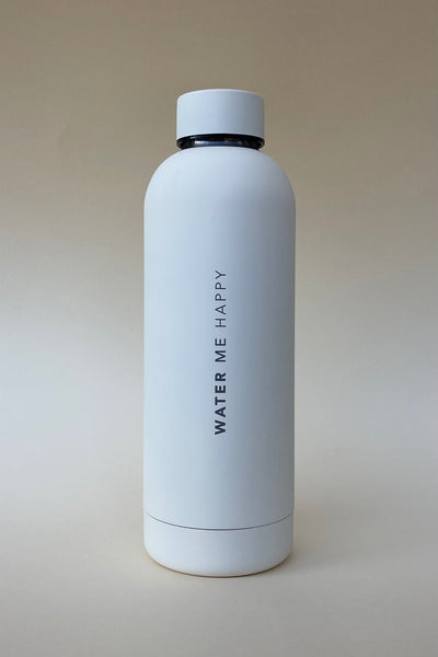 Water Me Happy Bottle in White-Accessories-Store Clothing Sustainable Recycled Yoga Leggings Women's On-line Barcelona Believe Athletics Sustainable Recycled Yoga Clothes
