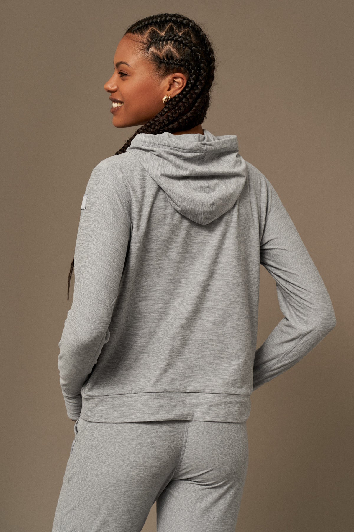 Breeze Hoodie in Grey Melange-Sweatshirts-Shop Sustainable Recycled Yoga Leggings Women's Clothing On-line Barcelona Believe Athletics Sustainable Recycled Yoga Clothes