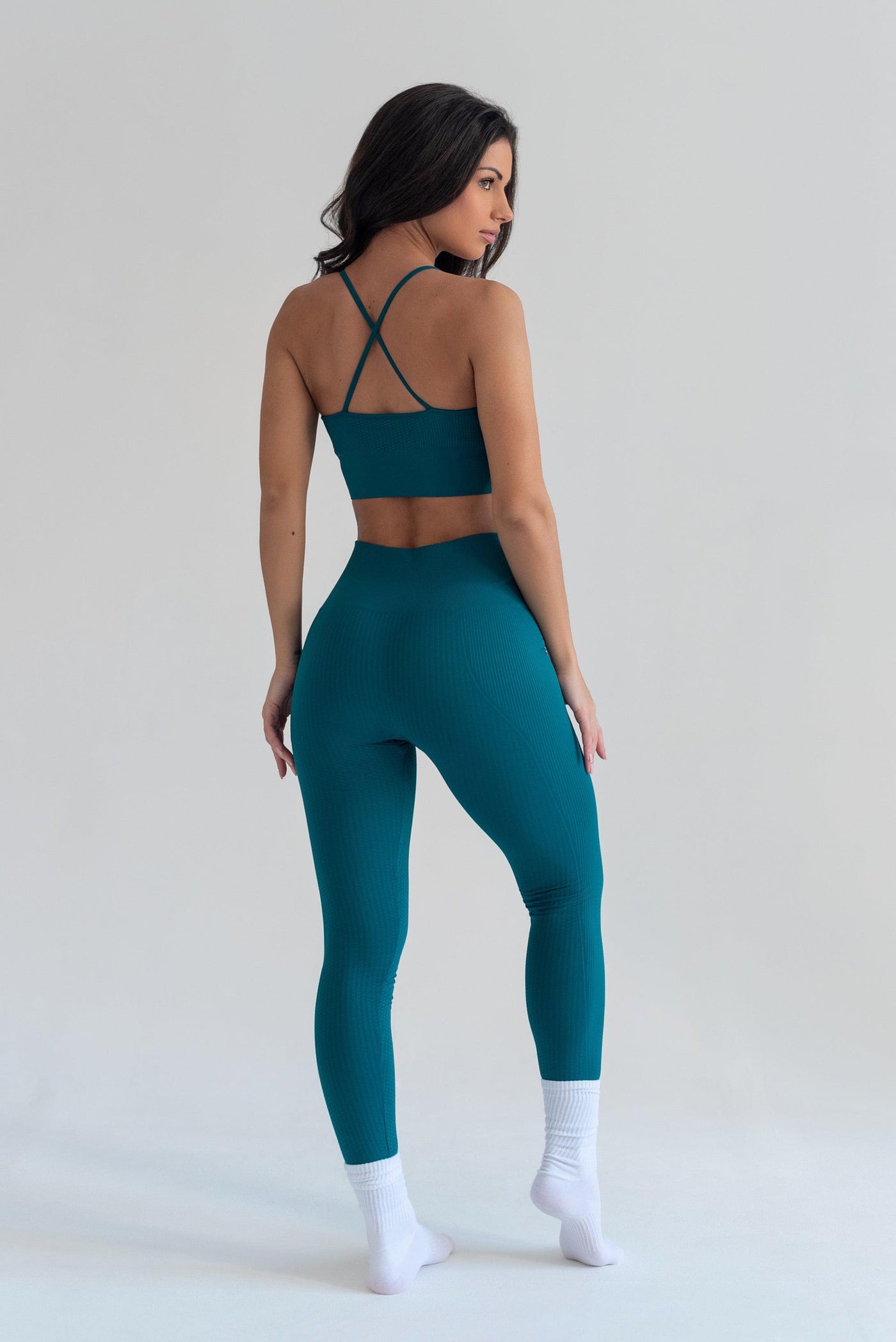 Flow Legging in Aqua Green-Long Leggings-Store Clothing Sustainable Recycled Yoga Leggings Women On-line Barcelona Believe Athletics Sustainable Recycled Yoga Clothes