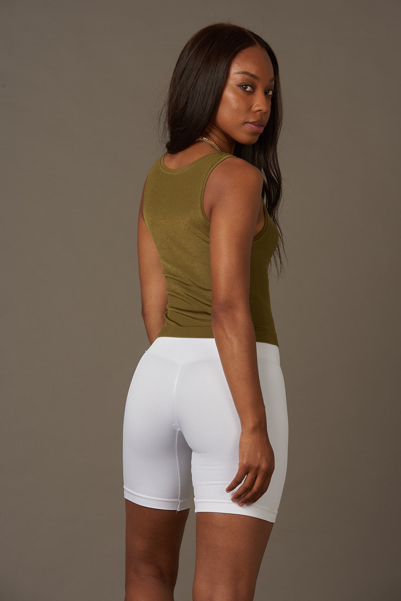Gleam Top in Olive-Tops-Shop Clothing Sustainable Recycled Yoga Leggings Women On-line Barcelona Believe Athletics Sustainable Recycled Yoga Clothes
