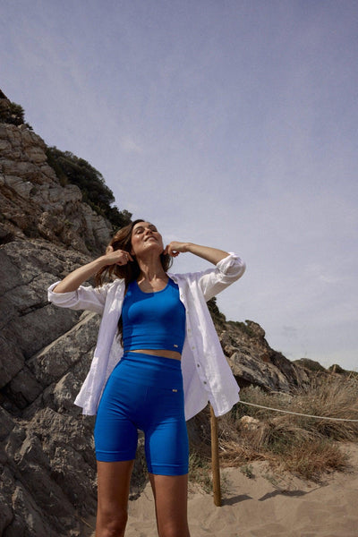 Venice Biker in Quartz Blue-Bikers-Shop Clothing Sustainable Recycled Yoga Leggings Women On-line Barcelona Believe Athletics Sustainable Recycled Yoga Clothes